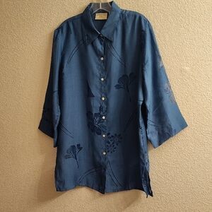 Banana Bay Fine Resortwear Blue Floral Tunic HMBC